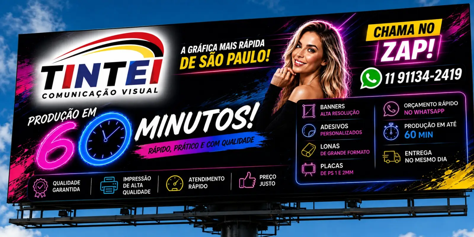 A gráfica mais rápida de São Paulo: produção em 60 minutos de banners, adesivos, lonas e placas de PS de 1 e 2 mm