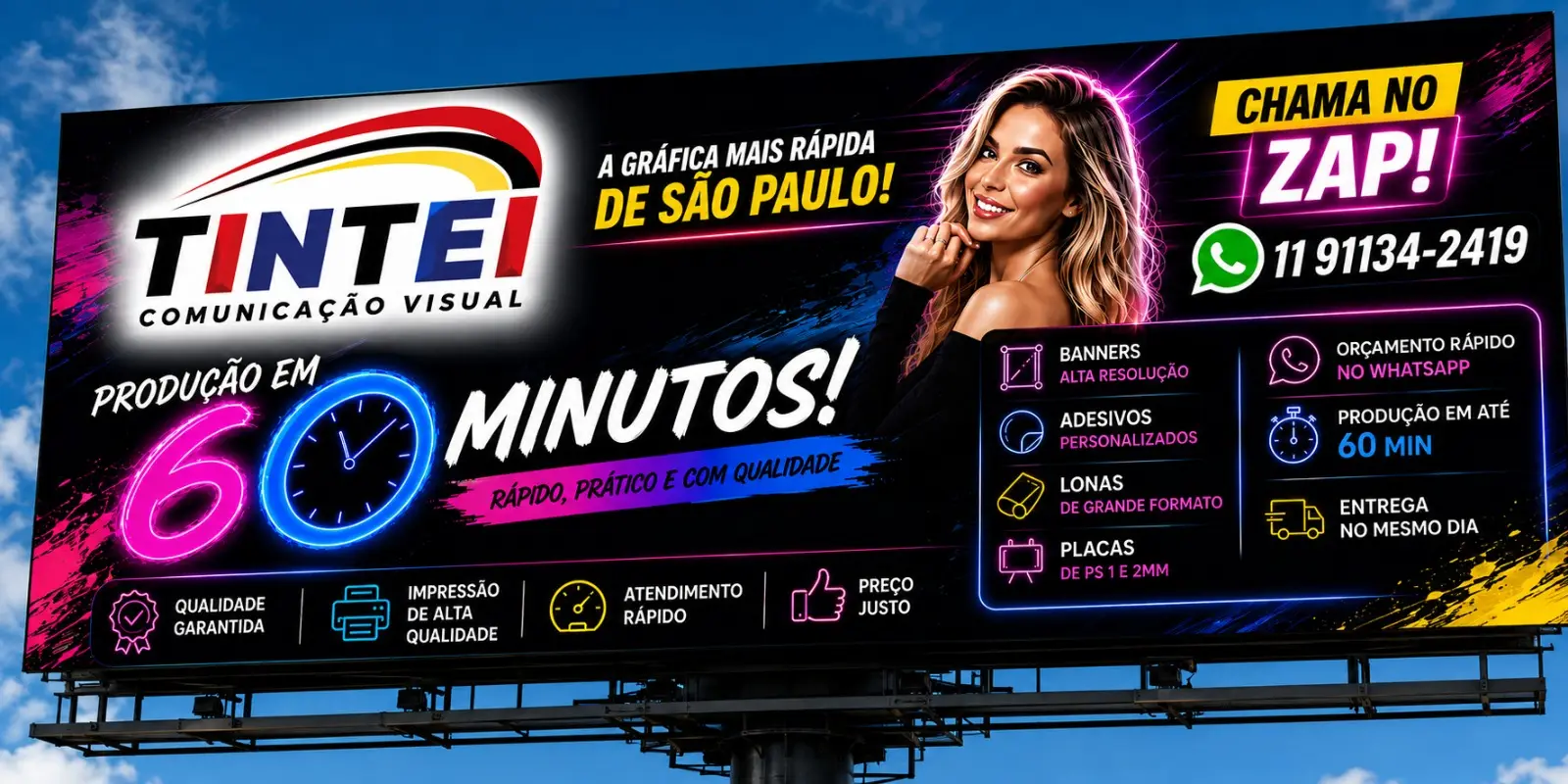 A gráfica mais rápida de São Paulo: produção em 60 minutos de banners, adesivos, lonas e placas de PS de 1 e 2 mm